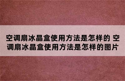 空调扇冰晶盒使用方法是怎样的 空调扇冰晶盒使用方法是怎样的图片